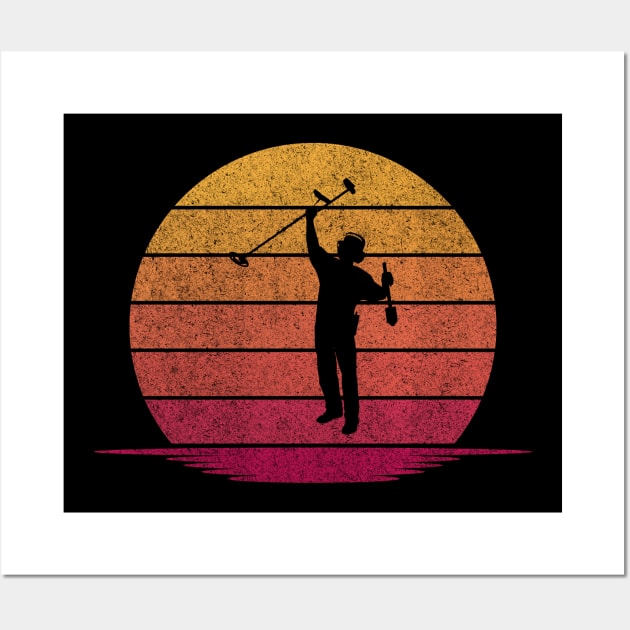 Awesome Funny Gold panning Gift - Hobby Silhouette Sunset Design Wall Art by mahmuq